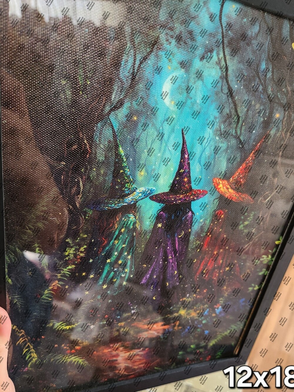 Mystical Witches Wall Art Print - Teal, Purple & Orange